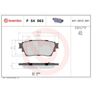 Brembo Bremsbelagsatz, Scheibenbremse PRIME LINE P 54 063