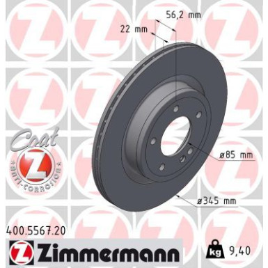 Zimmermann | Bremsscheibe | 400.5567.20