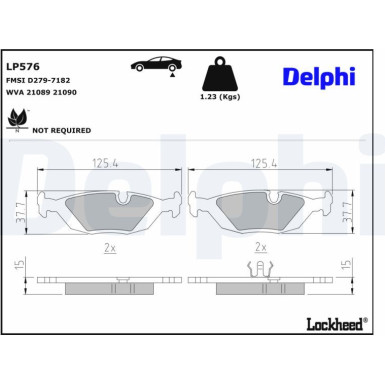 Delphi | Bremsbelagsatz, Scheibenbremse | LP576