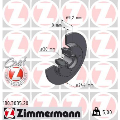 Zimmermann Bremsscheibe Coat Z 180.3035.20