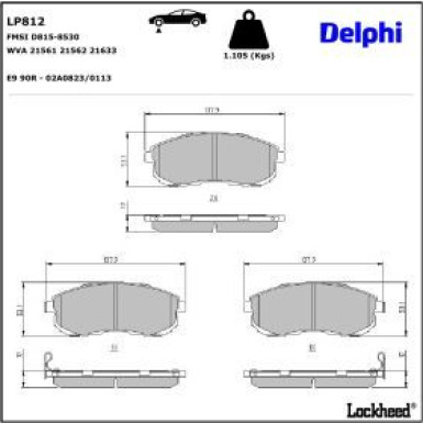 Delphi Bremsbelagsatz, Scheibenbremse LP812
