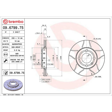 Brembo | Bremsscheibe | 09.6799.75