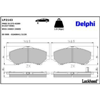 Delphi Bremsbelagsatz, Scheibenbremse LP2143 Delphi Bremsbelagsatz, Scheibenbremse LP2143