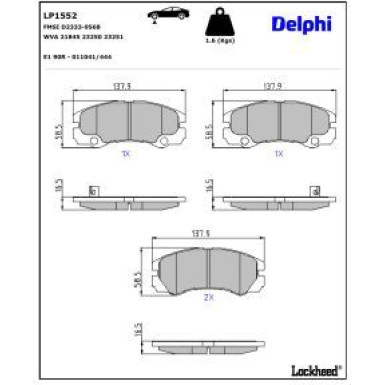 Delphi Bremsbelagsatz, Scheibenbremse LP1552