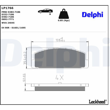 Delphi | Bremsbelagsatz, Scheibenbremse | LP1766