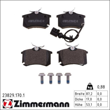 Zimmermann Bremsbelagsatz, Scheibenbremse 23829.170.1