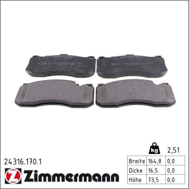 Zimmermann Bremsbelagsatz, Scheibenbremse 24316.170.1