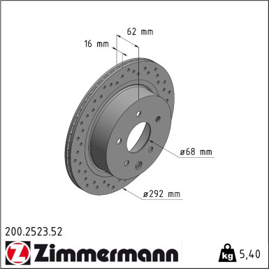 Zimmermann Bremsscheibe SPORT Z 200.2523.52