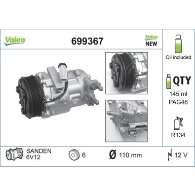 699367 Kompressor, Klimaanlage VALEO CORE-FLEX