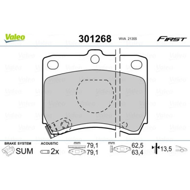 Valeo | Bremsbelagsatz, Scheibenbremse | 301268