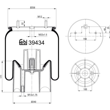 FEBI BILSTEIN 39434 Federbalg, Luftfederung FEBI BILSTEIN 39434 Federbalg, Luftfederung