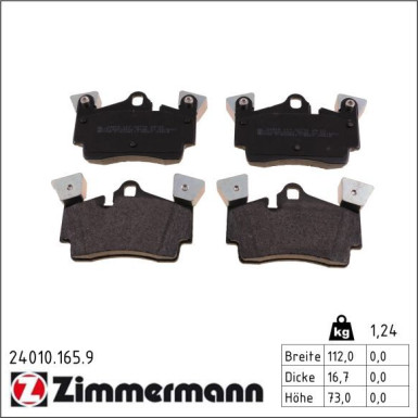 Zimmermann Bremsbelagsatz, Scheibenbremse pb:z 24010.165.9 Zimmermann Bremsbelagsatz, Scheibenbremse pb:z 24010.165.9
