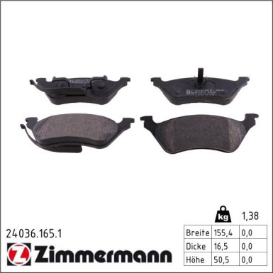 Zimmermann Bremsbelagsatz, Scheibenbremse 24036.165.1