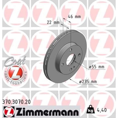 Zimmermann Bremsscheibe Coat Z 370.3070.20