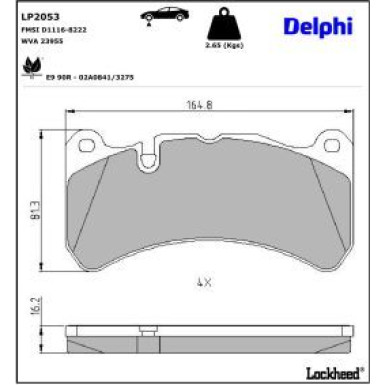 Delphi Bremsbelagsatz, Scheibenbremse LP2053