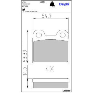 Delphi Bremsbelagsatz, Scheibenbremse LP21