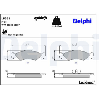 Delphi | Bremsbelagsatz, Scheibenbremse | LP351 Delphi | Bremsbelagsatz, Scheibenbremse | LP351