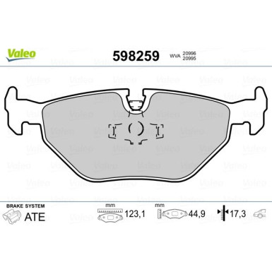 Valeo | Bremsbelagsatz, Scheibenbremse | 598259