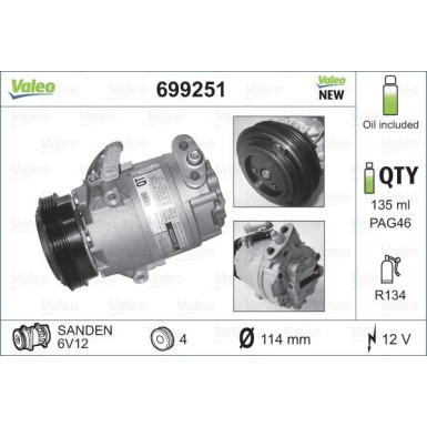 Valeo | Kompressor, Klimaanlage | 699251