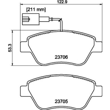 Hella | Bremsbelagsatz, Scheibenbremse | 8DB 355 016-071