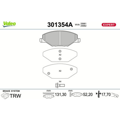 301354A Bremsbelagsatz, Scheibenbremse EXPERT