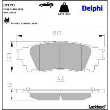 Delphi Bremsbelagsatz, Scheibenbremse LP3171