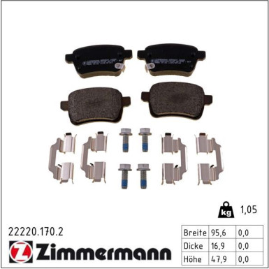 Zimmermann Bremsbelagsatz, Scheibenbremse 22220.170.2