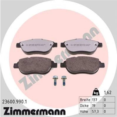 Zimmermann | Bremsbelagsatz, Scheibenbremse | 23600.990.1