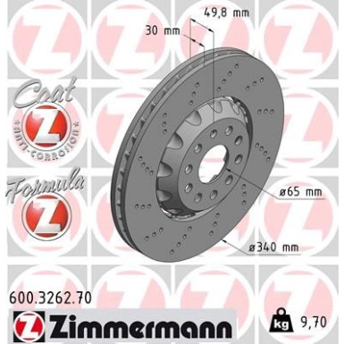 Zimmermann 2 x ZIMMERMANN Bremsscheibe Formula Z 600.3262.70