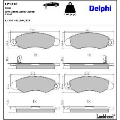 Delphi Bremsbelagsatz, Scheibenbremse LP1318