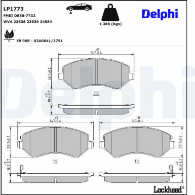 Delphi | Bremsbelagsatz, Scheibenbremse | LP1773 Delphi | Bremsbelagsatz, Scheibenbremse | LP1773