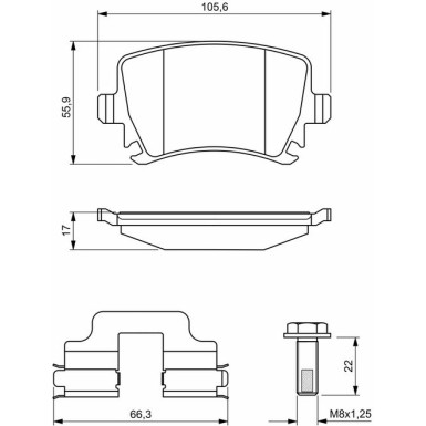 BOSCH Bremsbelagsatz, Scheibenbremse 0 986 494 649