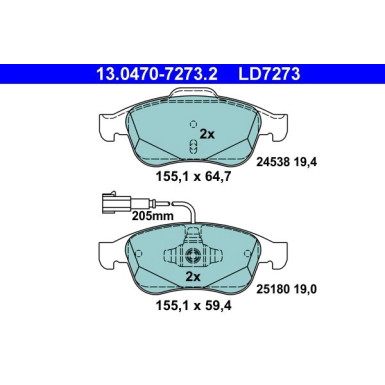 Bremsbelagsatz, Scheibenbremse ATE Ceramic 13.0470-7273.2