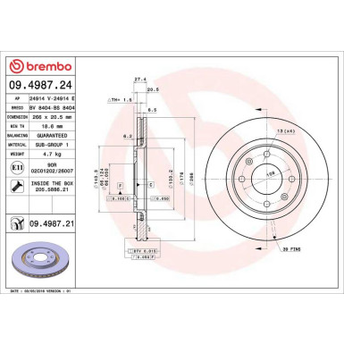 Brembo Bremsscheibe PRIME LINE - UV Coated 09.4987.21