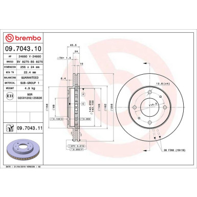 Brembo Bremsscheibe PRIME LINE - UV Coated 09.7043.11