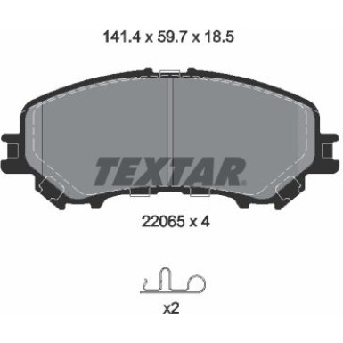 Textar | Bremsbelagsatz, Scheibenbremse | 2206501