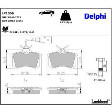 Delphi Bremsbelagsatz, Scheibenbremse LP1556