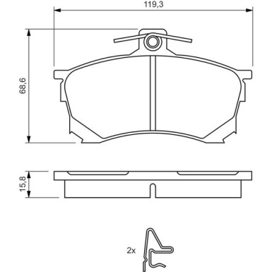 BOSCH Bremsbelagsatz, Scheibenbremse 0 986 424 370