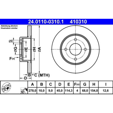 2 x ATE Bremsscheibe | 24.0110-0310.1