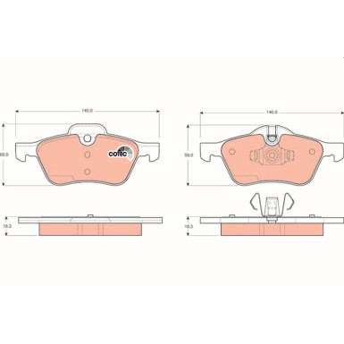 TRW Bremsbelagsatz, Scheibenbremse COTEC GDB1476