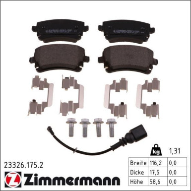 Zimmermann Bremsbelagsatz, Scheibenbremse 23326.175.2
