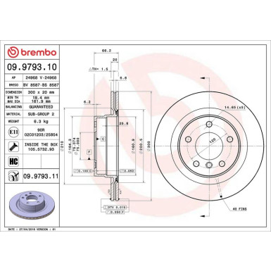 09.9793.11 Bremsscheibe PRIME LINE - UV Coated 09.9793.11 Bremsscheibe PRIME LINE - UV Coated