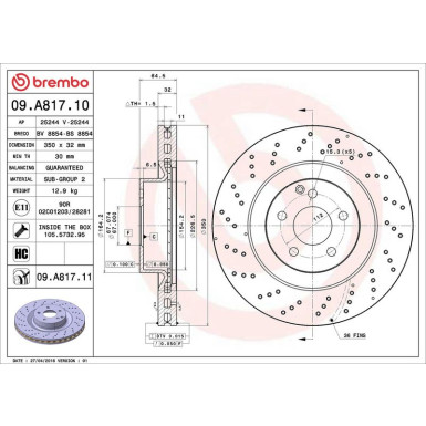 Brembo Bremsscheibe PRIME LINE - UV Coated 09.A817.11