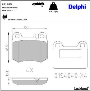 Delphi Bremsbelagsatz, Scheibenbremse LP1705