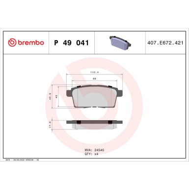 Brembo Bremsbelagsatz, Scheibenbremse PRIME LINE P 49 041