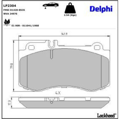 Delphi Bremsbelagsatz, Scheibenbremse LP2304