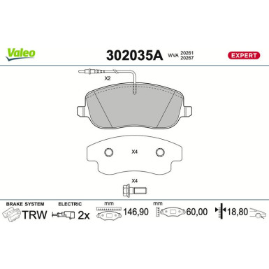 Valeo | Bremsbelagsatz, Scheibenbremse | 302035A