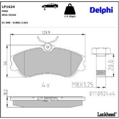 Delphi Bremsbelagsatz, Scheibenbremse LP1624