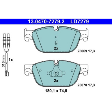 13.0470-7279.2 Bremsbelagsatz, Scheibenbremse ATE Ceramic