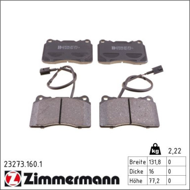 Zimmermann Bremsbelagsatz, Scheibenbremse 23273.160.1